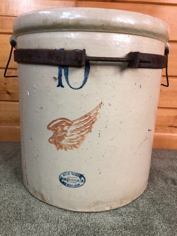 lot 21 image: Large Wing 10 Gallon Red Wing Crock
