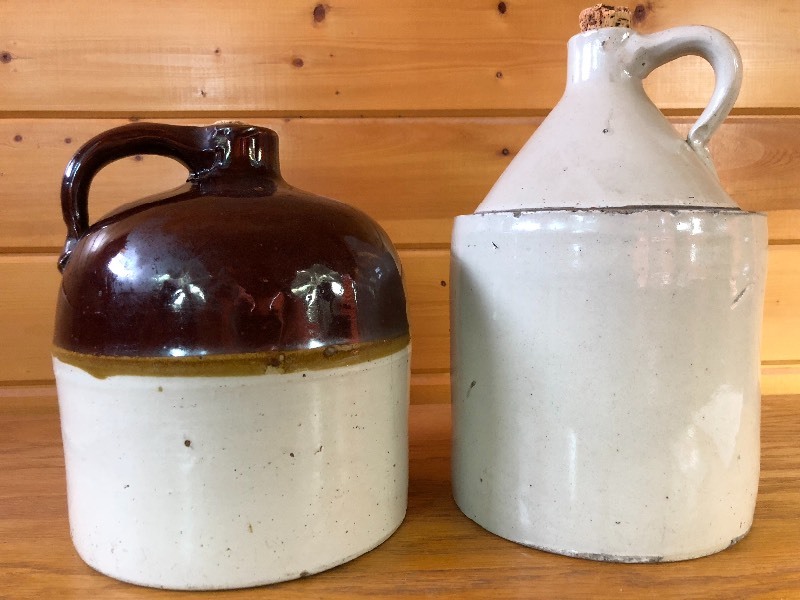 lot 27 image: 2 Stoneware Crock Jugs
