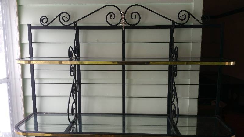 lot 19B image: Large Metal & Glass Plant Rack  Bakers Rack