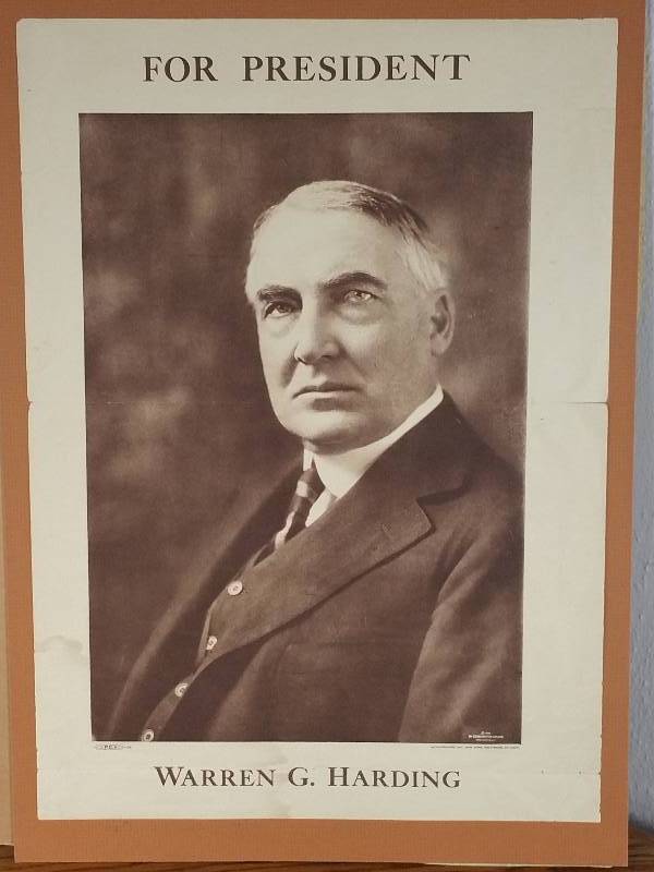 lot 84 image: Original 1920 Warren G Harding Presidential Campaign Poster