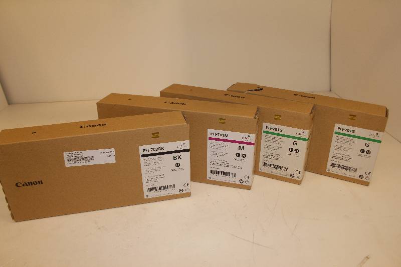 lot 12 image: Canon ink cartridge PFI-701 with 1 XBlack 1 X Magenta, 2 X Green
