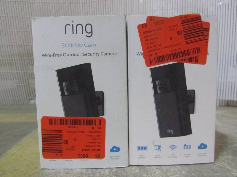 lot 2 image: Ring Wireless Outdoor Stick Up Cam (x2)