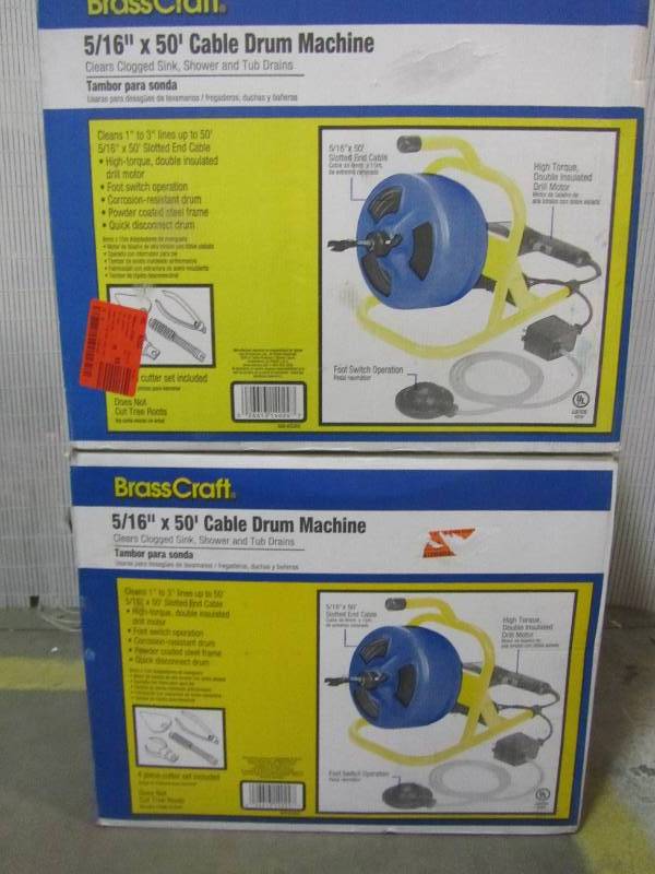 lot 19 image: BrassCraft 516 in. x 50 ft. Cable Drum Machine (x2)