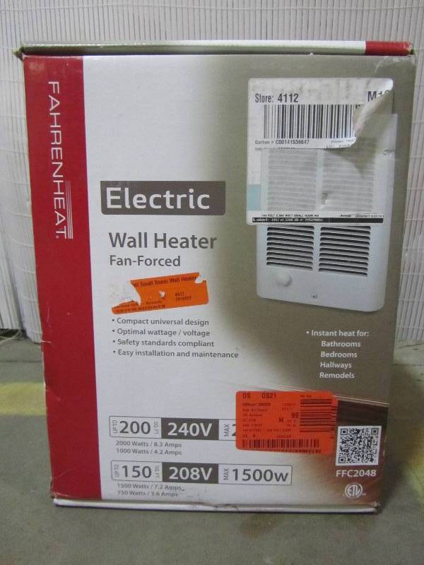 lot 32 image: Fahrenheat 2,000-Watt Small Room Wall Heater