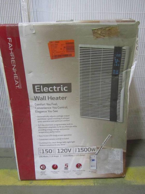 lot 33 image: Fahrenheat Smart Series 13-34 in. x 19-12 in. 1,500-Watt Wall Heater