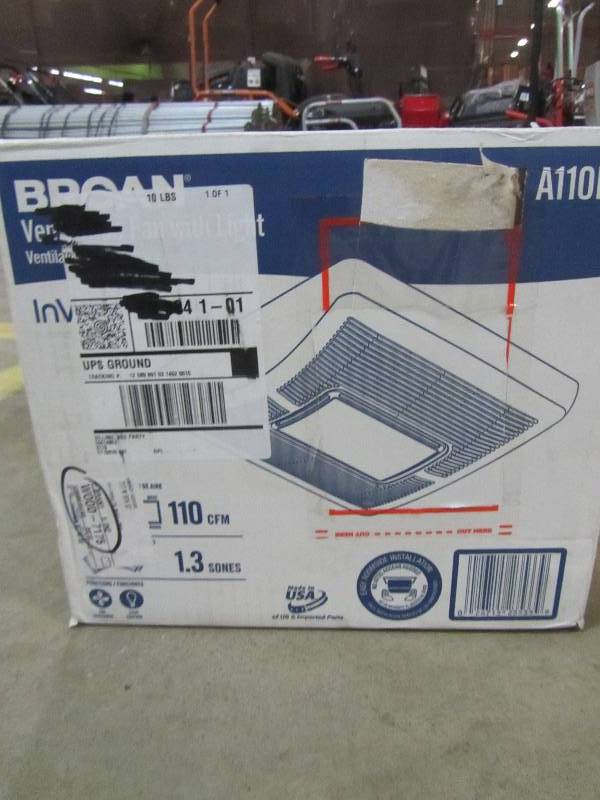 lot 85 image: Broan InVent Series 110 CFM Ceiling Exhaust Bath Fan with Light