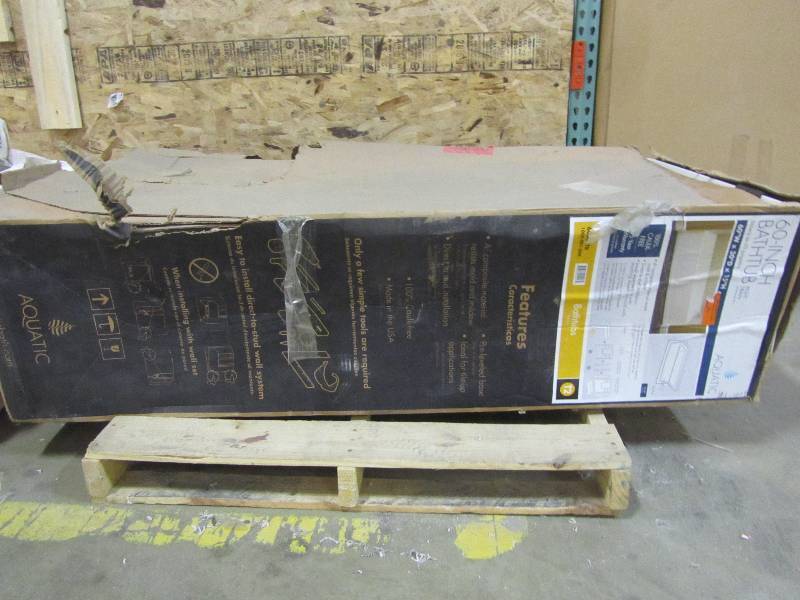lot 88 image: Aquatic A2 6030CTR 5 ft. Composite Right Drain Rectangular Apron Front Soaking Bathtub in White