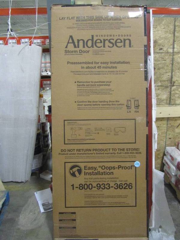 lot 95 image: Andersen 32 in. x 80 in. 3000 Series White Right-Hand Self-Storing Easy Install Aluminum Storm Door