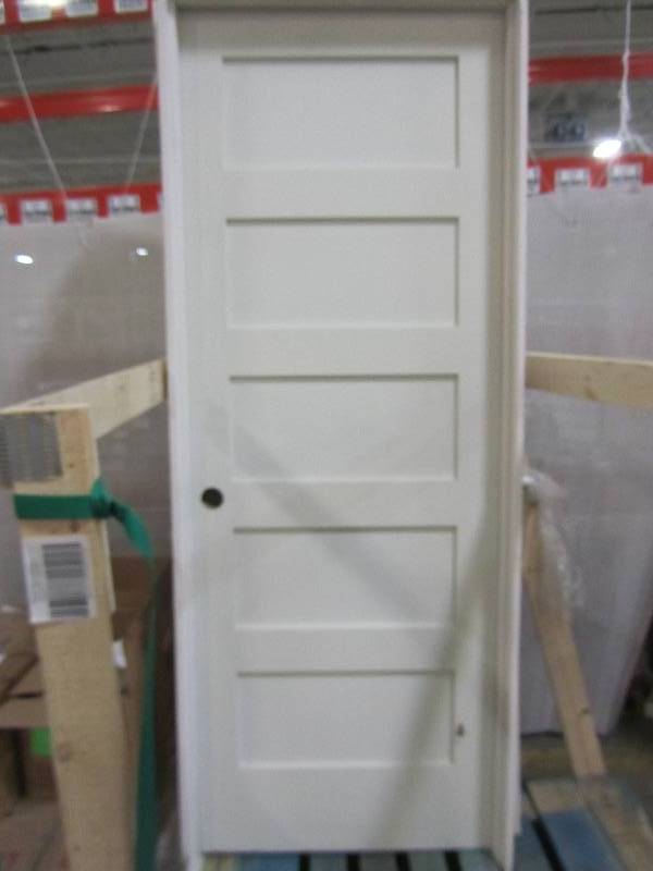 lot 98 image: 30x80 primed 6 panel solid core door (x2)