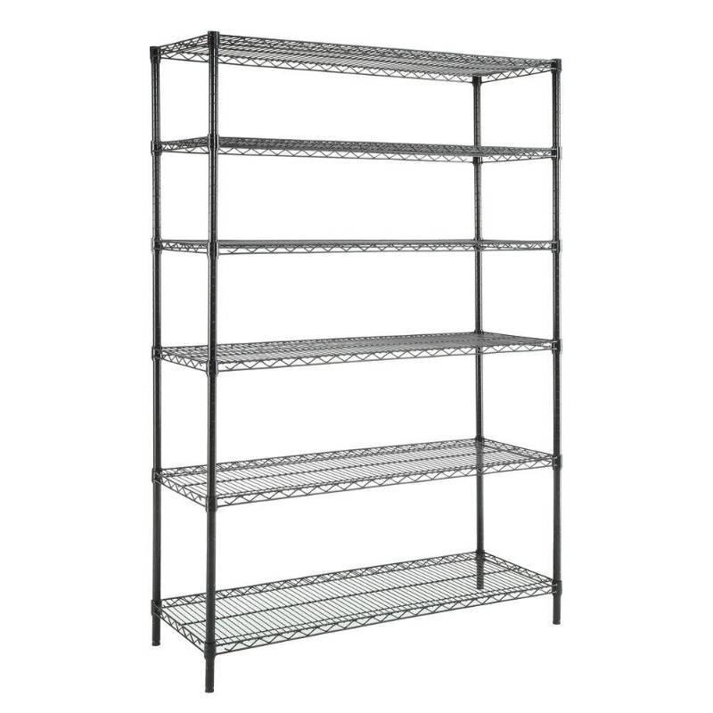 lot 83 image: HDX 6-Tier 48 in. x 18 in. x 72 in. Wire Shelving Unit in Black (x2)