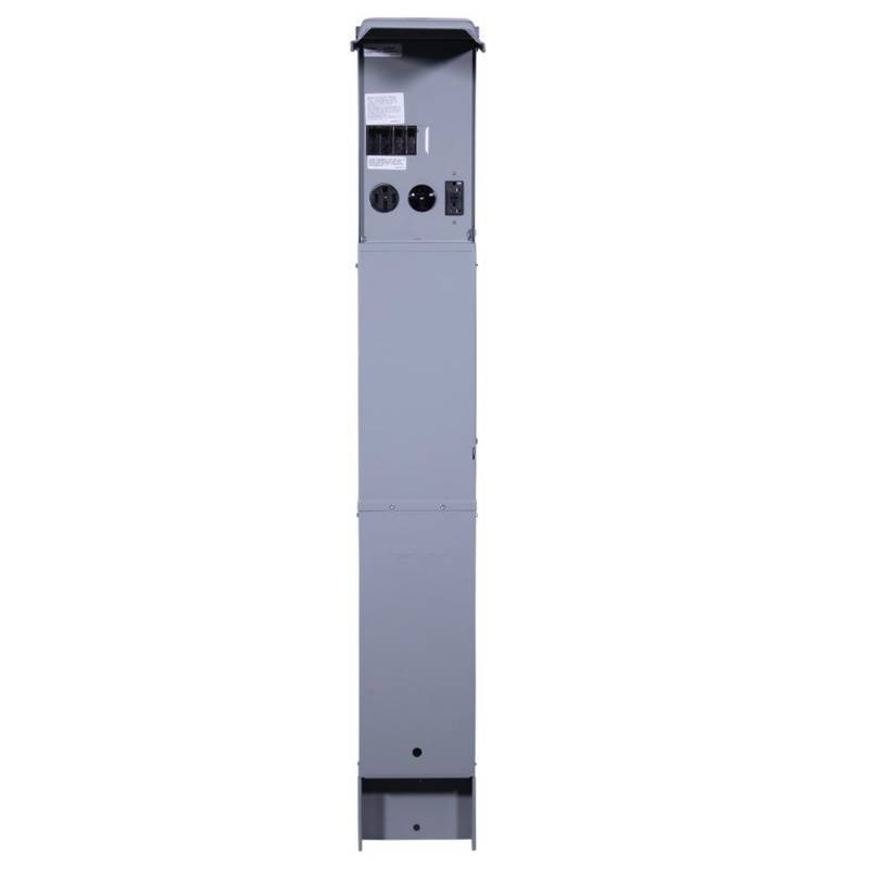 lot 99 image: RV Earth Buried Pedastal 100 Amp 120240-Volt Unmetered with 50, 30 and 20 Amp GCFI Circuit Protected Receptacles