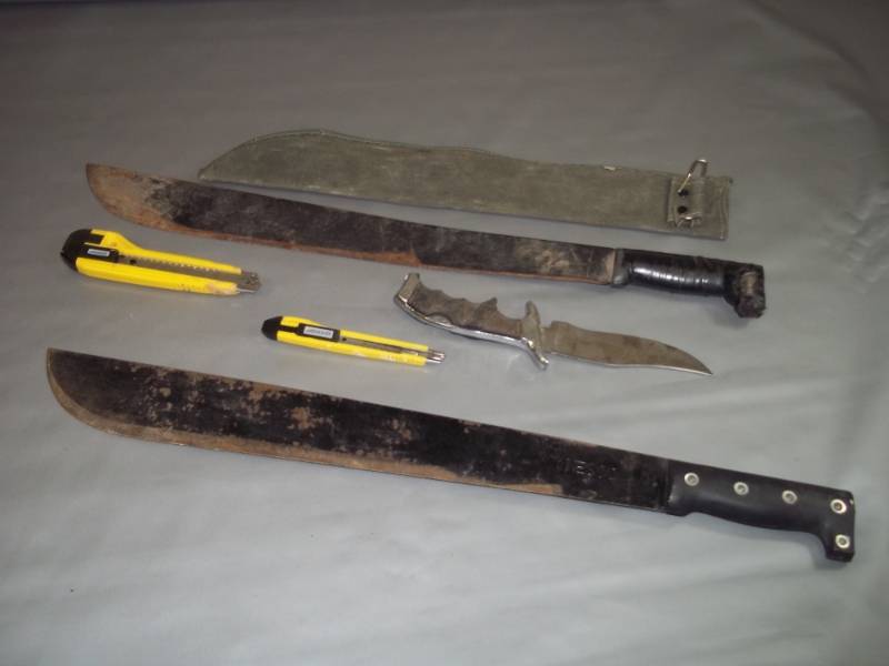 Pair of Machete with Sheath and knifes