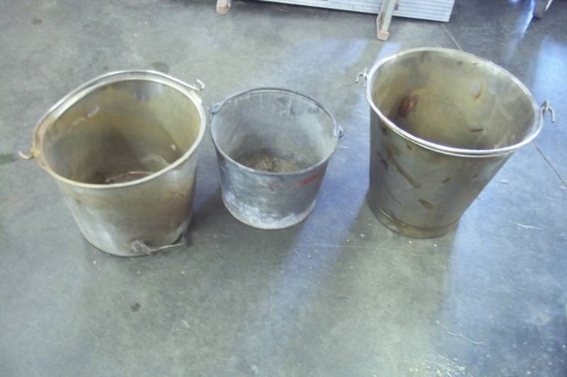 3 Pails Stainless steel and Galvanized