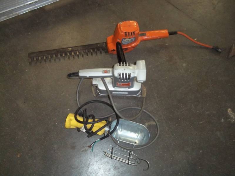Light, Sander and hedge trimmer