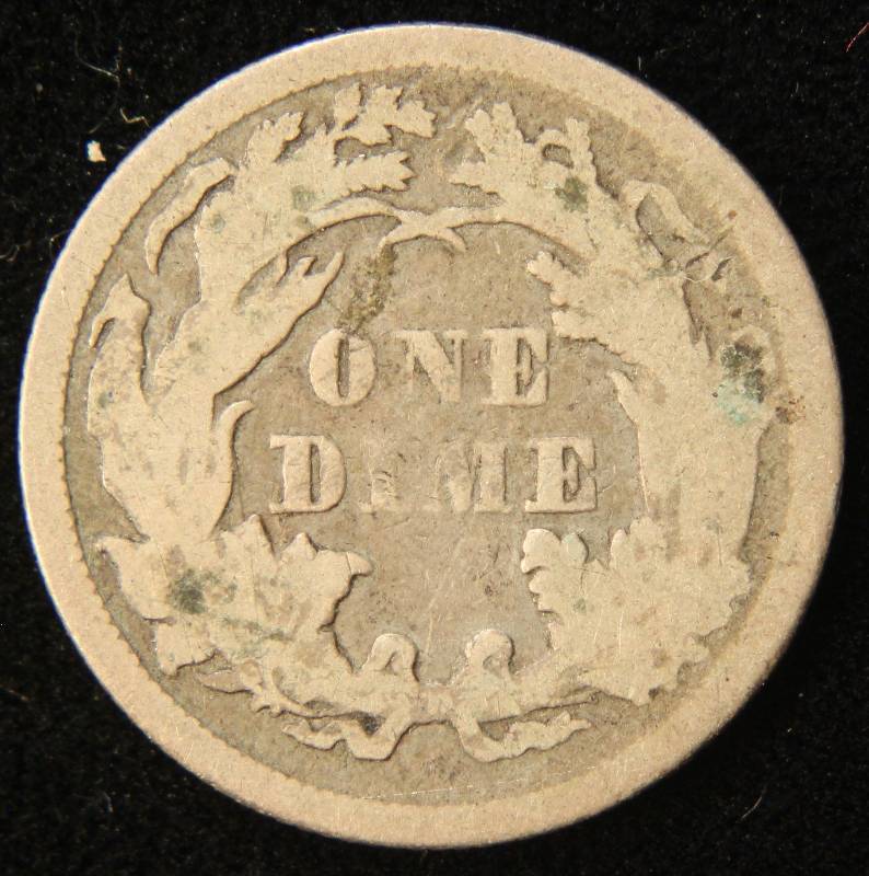 1876 SEATED LIBERTY SILVER DIME VF