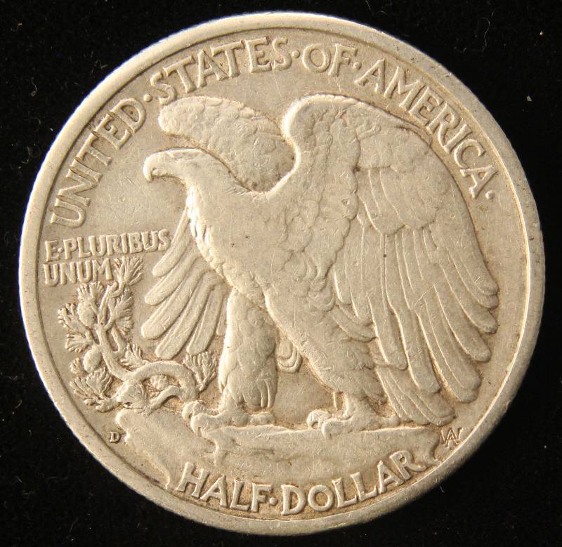1942-D WALKING LIBERTY SILVER HALF DOLLAR XF