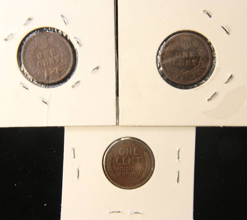 3 BETTER DATE US SMALL CENTS 1867 & 1879 INDIAN & 1924-S WHEAT