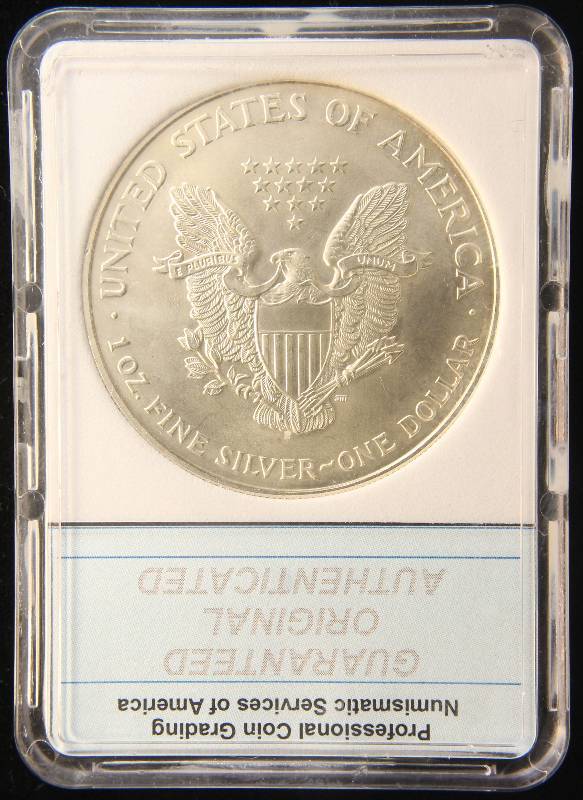 1995 AMERICAN SILVER EAGLE 1 TROY OZ. .999 FINE SILVER MS70 PCGNS