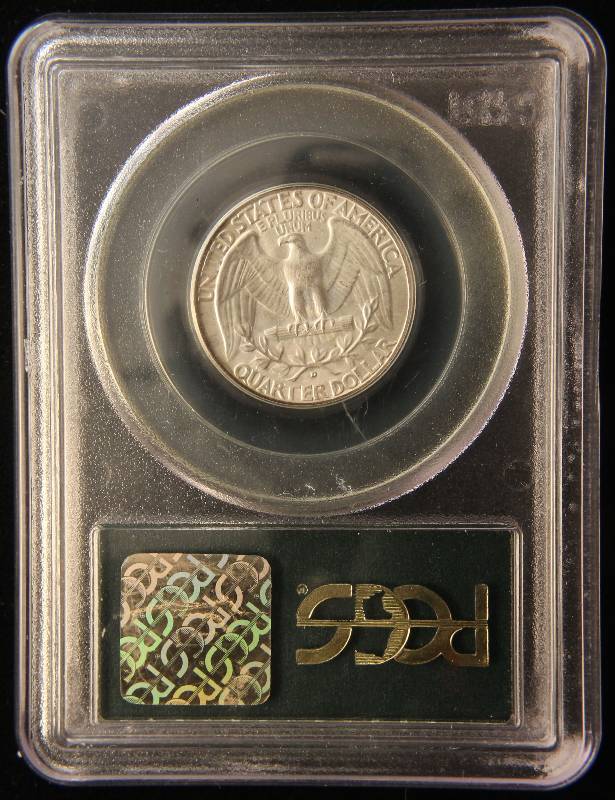 1939-D WASHINGTON SILVER QUARTER MS65 OLD PCGS HOLDER