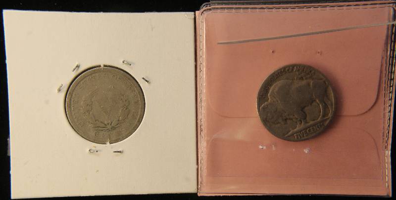 2 US NICKELS 1906 V & 1935 BUFFALO