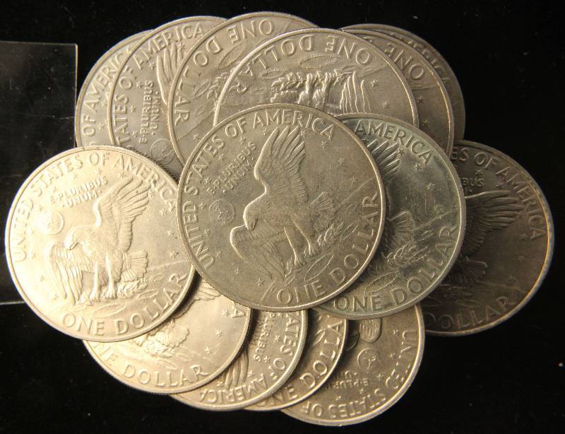 GROUP OF 15 EISENHOWER DOLLARS IN AVERAGE CONDITION