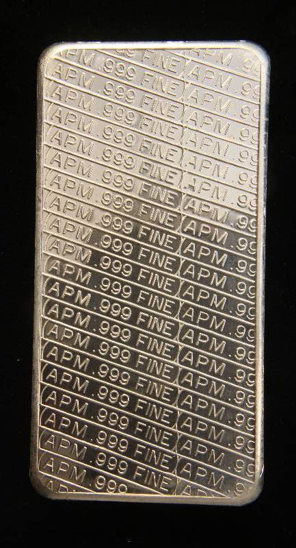 10 TROY Oz. .999 FINE SILVER BAR VINTAGE APM EAGLE-FLAG