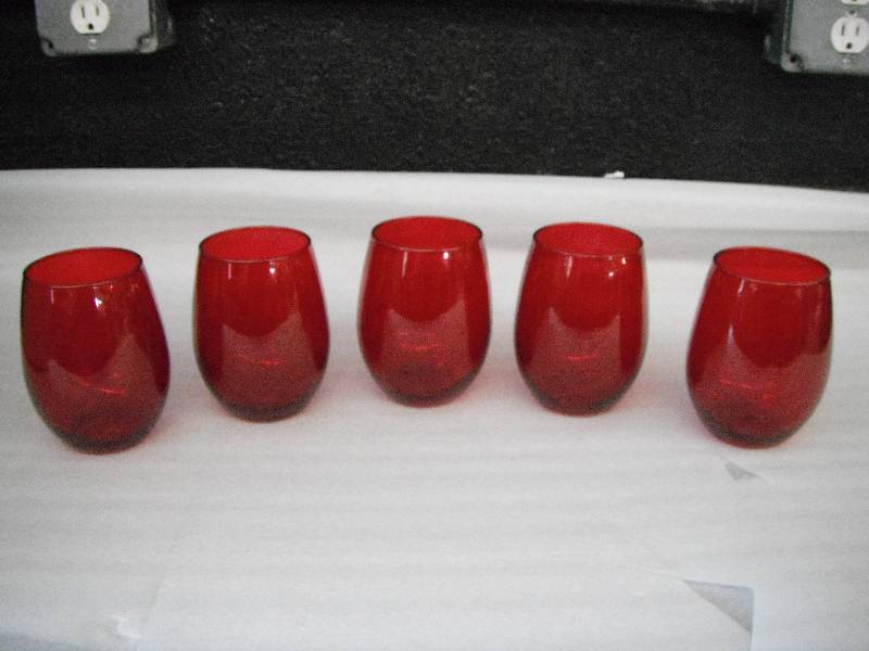 Red Stemless Wine Glasses