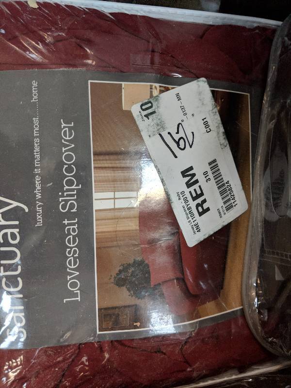 Madison Industries Solid Color Jersey Loveseat Slipcover - Ruby