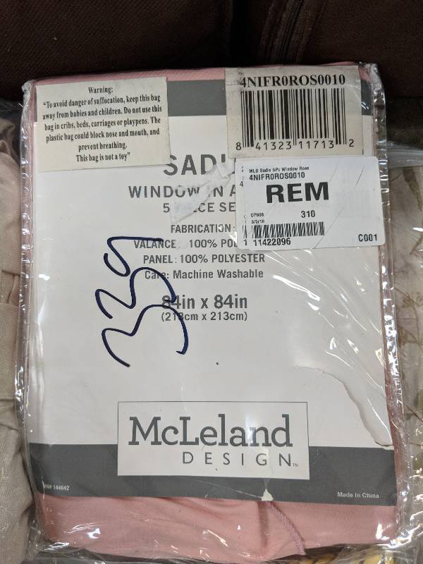 McLeland Design Sadie Pink 5-Pc. Textured Window Set - Rose