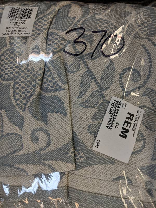 Folklore 3-Pc. Jacquard Bedspread Set - Queen Blue