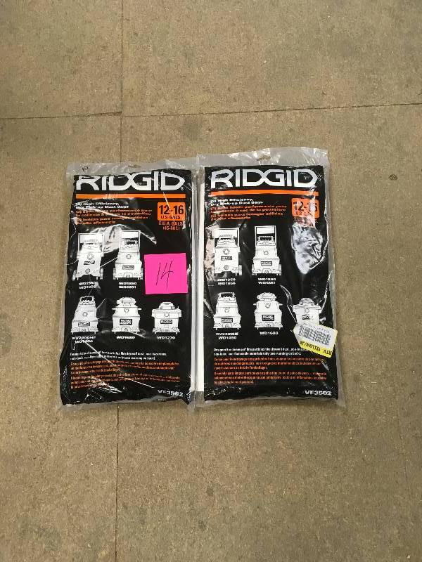 lot 14 image: Ridgid High-Efficiency Dust Bags for 12 gal. to 16 gal. RIDGID Wet Dry Vacs (2-Pack)