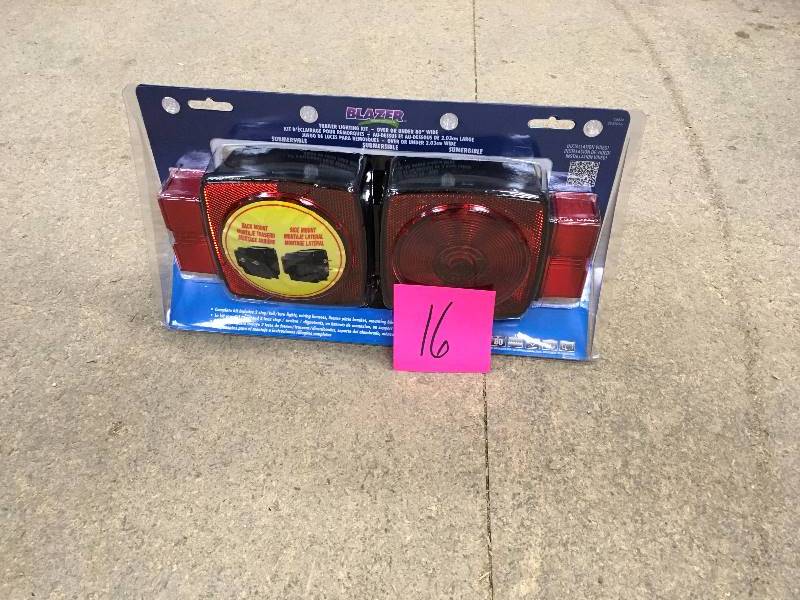 lot 16 image: Blazer Intl Trailer Lamp Kit 5-14 in. StopTailTurn Submersible Square Lights for Under and Over 80 in. Applications