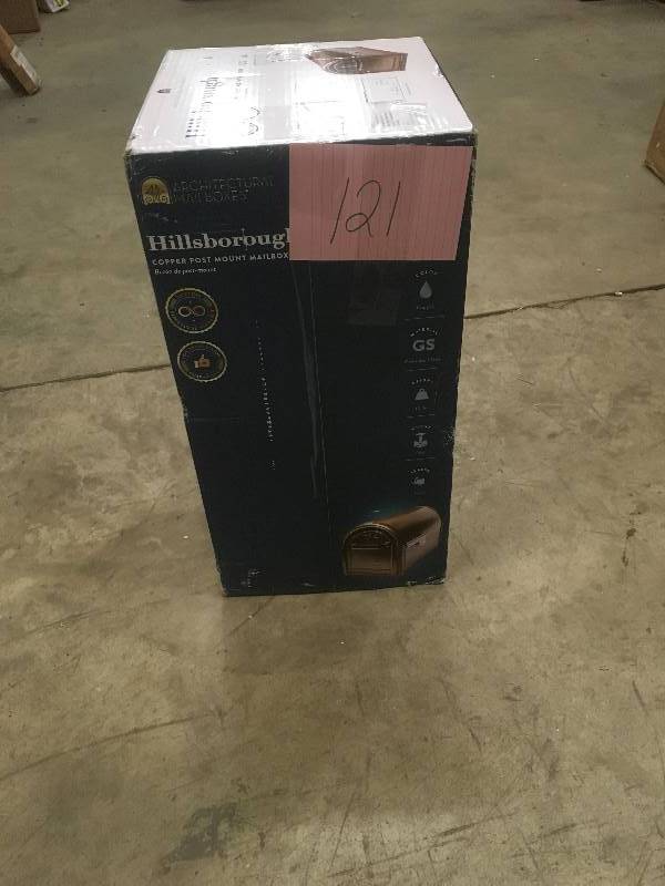 lot 121 image: Architectural-Mailboxes-Hillsborough-Post-Mount-Mailbox-Copper