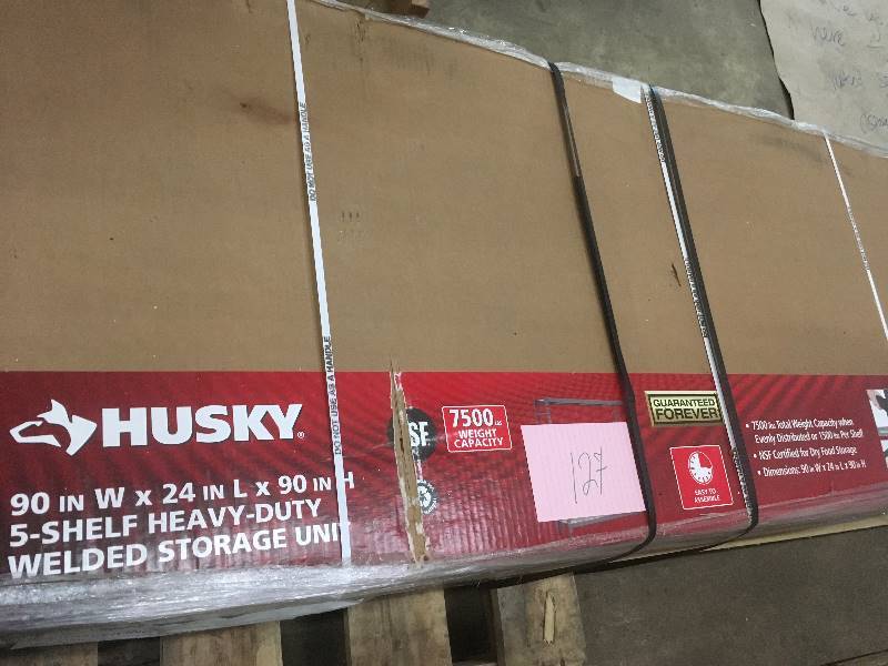 lot 127 image: Husky Steel Garage Shelving 4 Tier Unit Storage Shelf Organizer Shelve