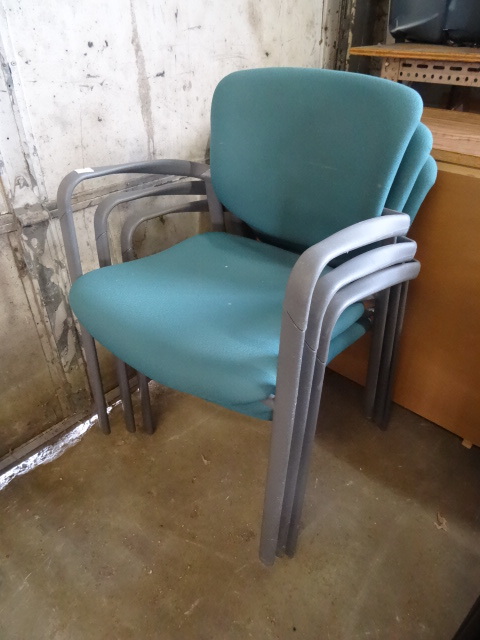 3 metal framed stacked chairs. Buye...