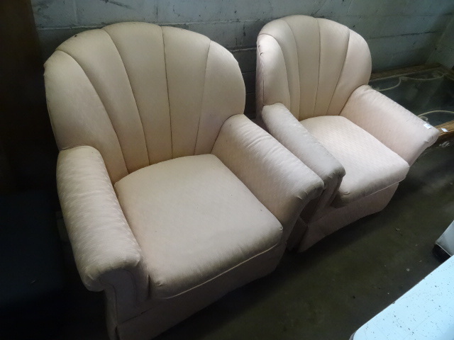 2 matching high back cushion chairs...