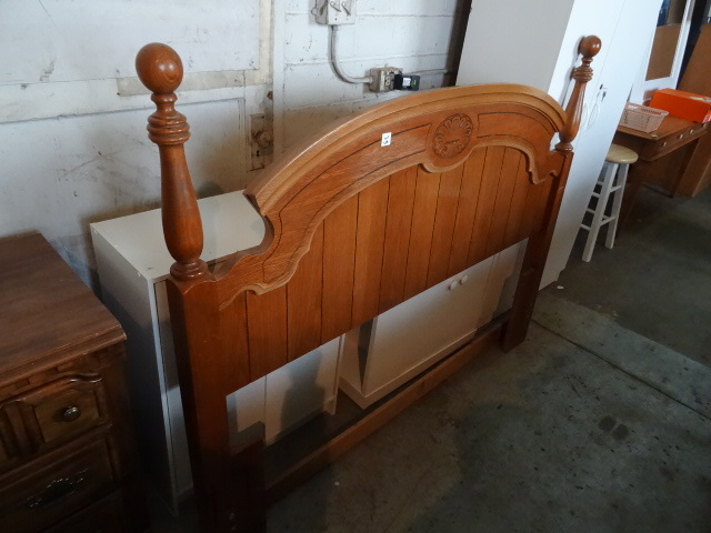 Wood head board with metal rails. 6...