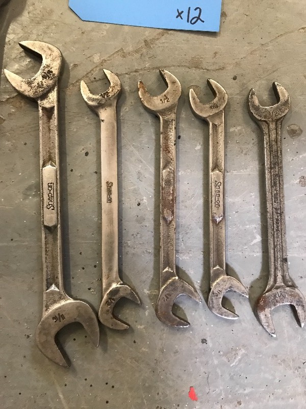 lot 725 image: 12 COMBO AND HALF-MOON WRENCHES