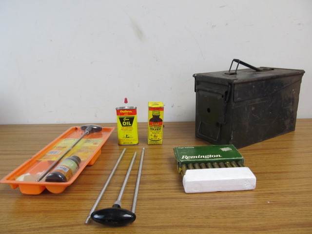 lot 80 image: Vintage Metal Ammo Box Gun Supplies & Ammo