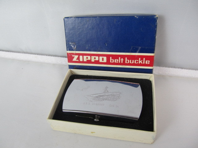 lot 85 image: Vintage USS ORISKANY Zippo Belt Buckle