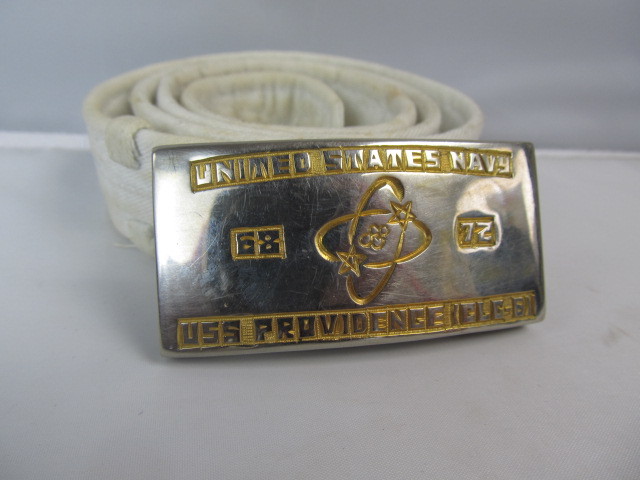 lot 87 image: Vintage USS PROVIDENCE Vietnam War Era Service Belt Buckle