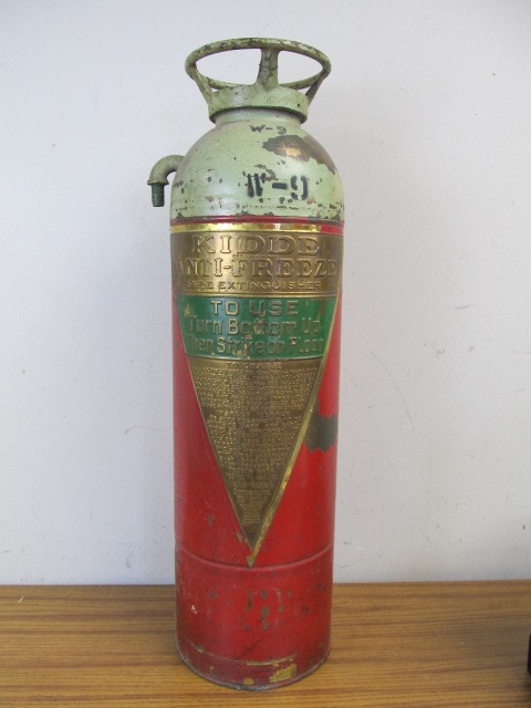 lot 98 image: Vintage Brass KIDDE Fire Extinguisher - NORTHWEST AIRLINES