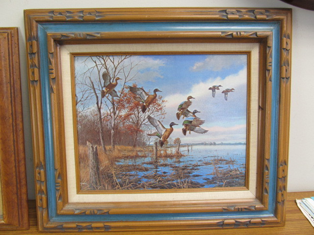 lot 105 image: 2 Vintage Limited Edition Canvas Wildlife Duck Prints by David Maass