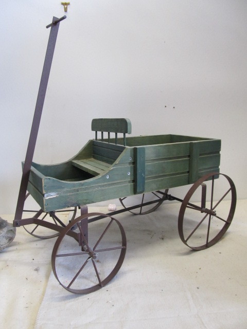 lot 153 image: Rustic Wooden Wagon Plant Holder