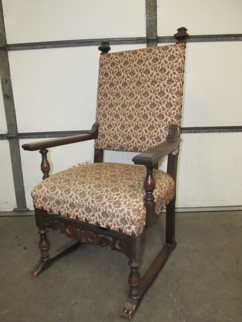 lot 168 image: Large Antique High Back Upholstered Parlor Chair