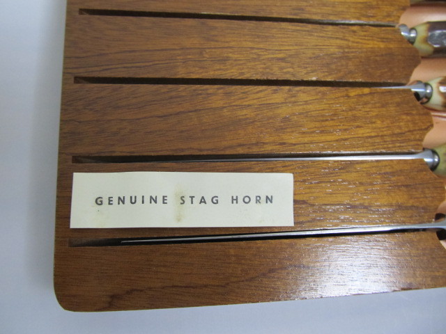 lot 187 image: NOS Unused Sheffield CUTLASS Genuine Stag Handle Steak Knives