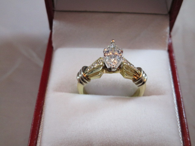 1.04ct Marque White Diamond Solitaire Ring 14kt 5.2 Grams $8900.00 Retail