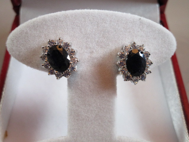 3.16ct Genuine Sapphire Princess Diana Earrings