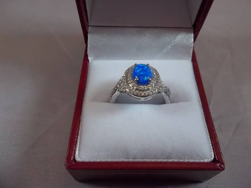 Blue Opal Estate Ring