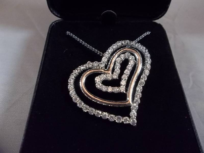 4ct White Sapphire Sweet Heart Necklace